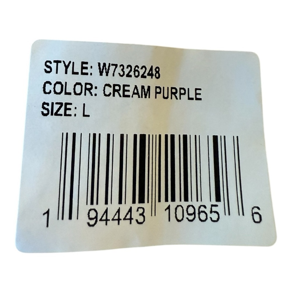 B.O.G Cream Purple Full Sleeve Lace Trim V-Neckline Smocked Back Waist Top NEW - Picture 4 of 16